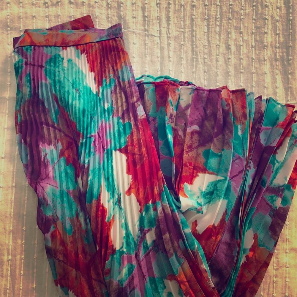 Pleated Shelli Segal Maxi skirt - tie-dye pattern